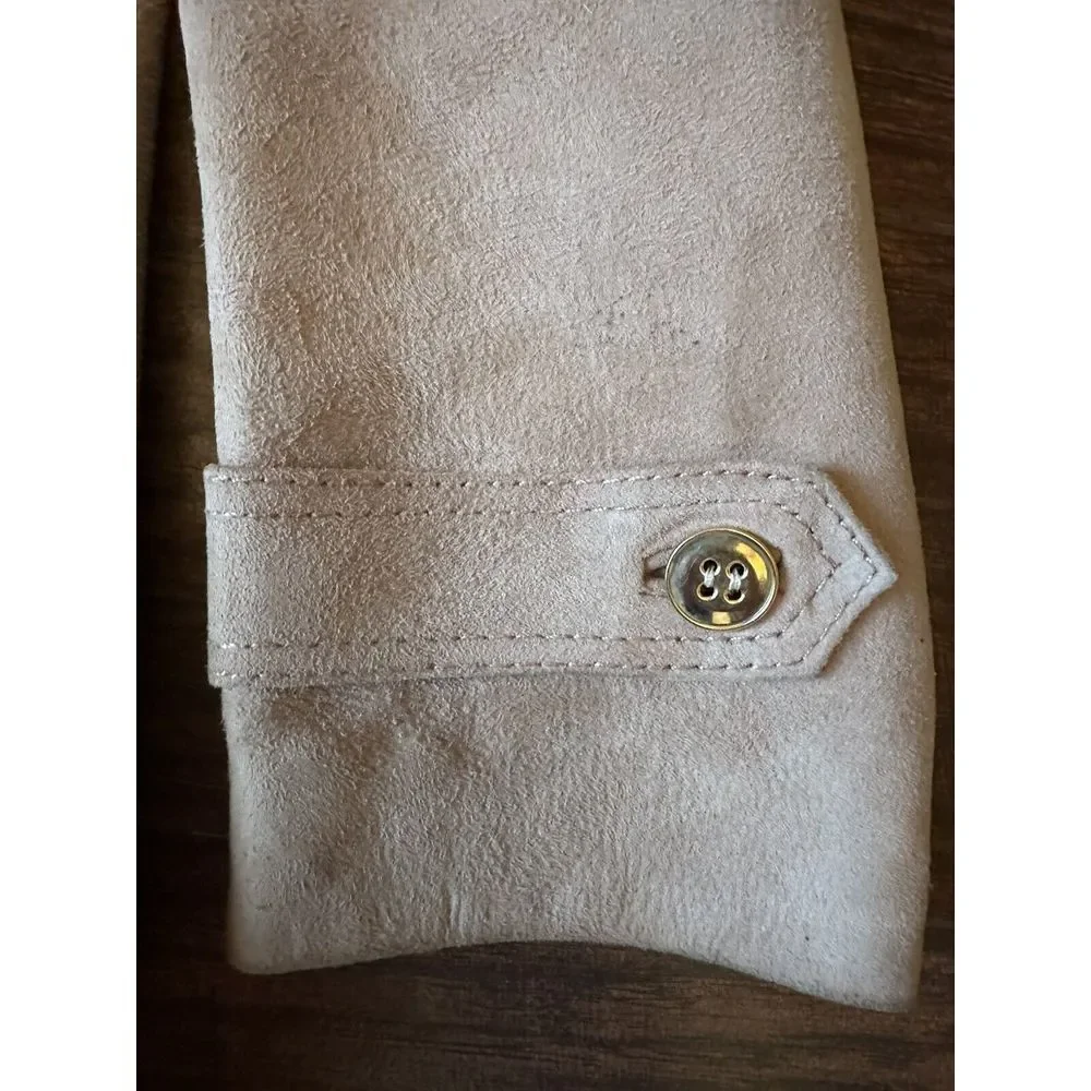 Vtg World Knits Suede Leather Jacket Sz Medium Tan Beige Brown Coat NICE QUALITY